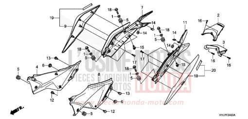 SIDE COVER/REAR COWL CBR250RAD de 2013
